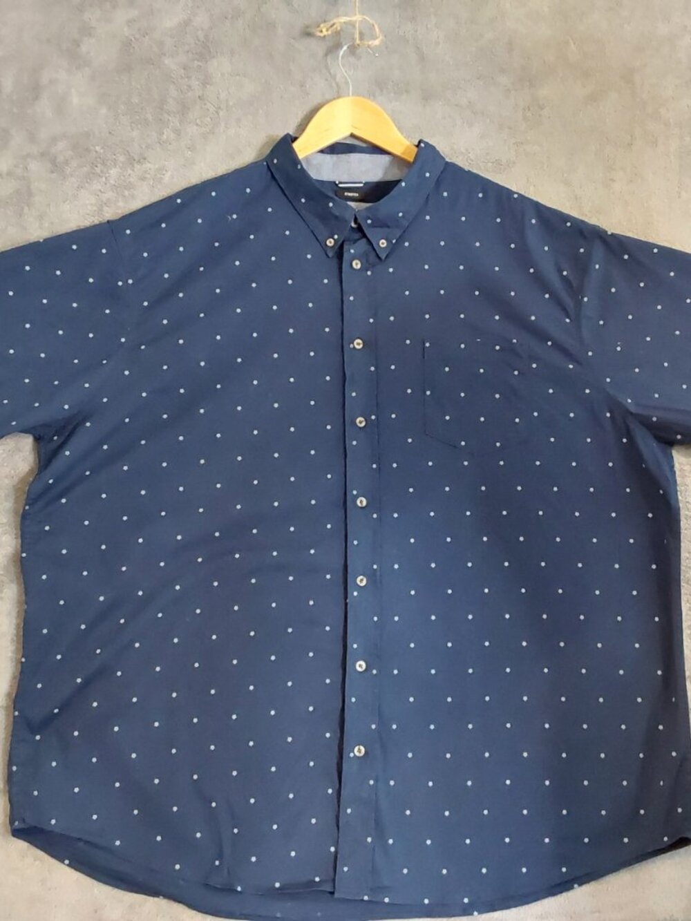 Lee Stretch 3XL Men's Button Front Shirt Navy Blue Geometric Print Short Sleeve